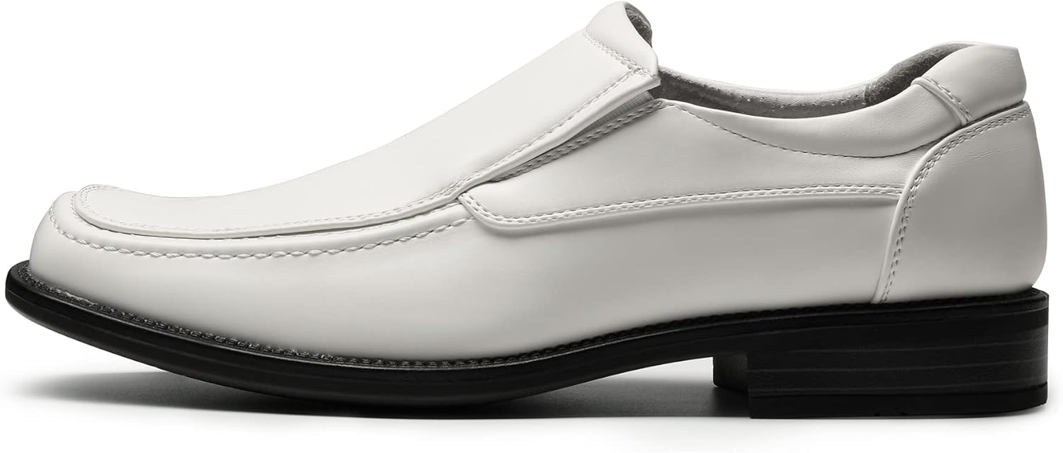 image:imageBruno Marc Mens Goldman02 Slip on Leather Lined Square Toe Dress Loafers Shoes for Casual Weekend Formal WorkWhite