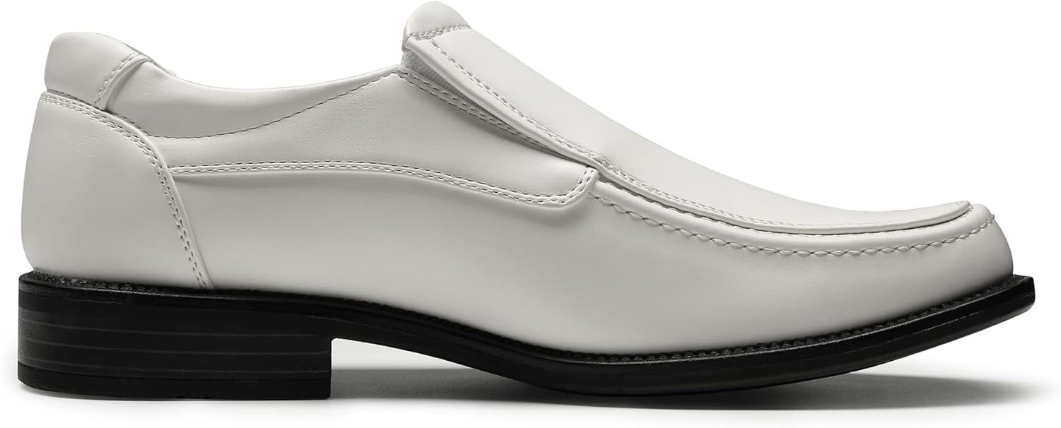 image:imageBruno Marc Mens Goldman02 Slip on Leather Lined Square Toe Dress Loafers Shoes for Casual Weekend Formal WorkWhite