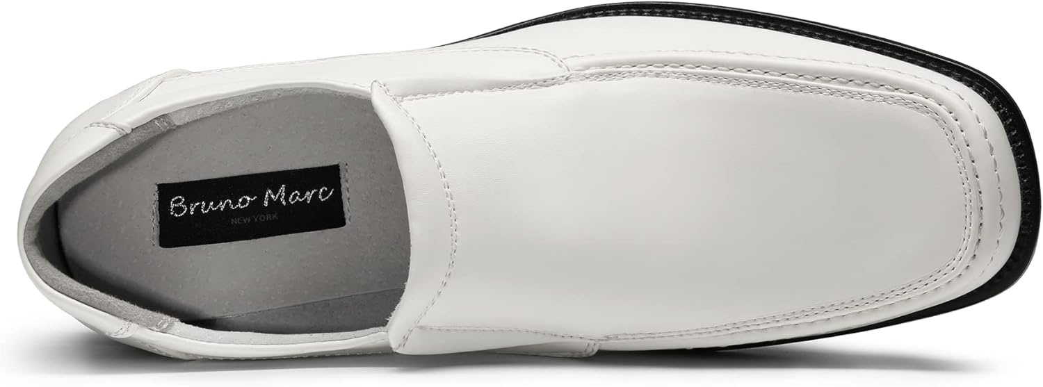 image:imageBruno Marc Mens Goldman02 Slip on Leather Lined Square Toe Dress Loafers Shoes for Casual Weekend Formal WorkWhite