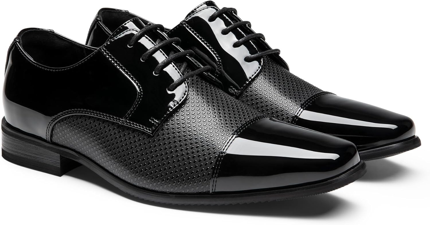 image:imageBruno Marc Mens Patent Tuxedo Dress Shoes Classic Laceup Formal OxfordsBlackpat