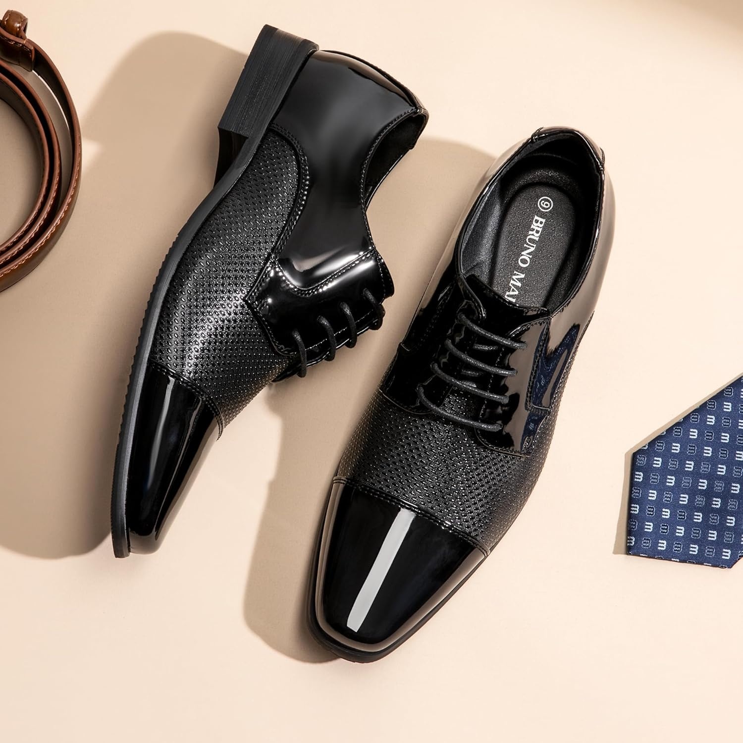 image:imageBruno Marc Mens Patent Tuxedo Dress Shoes Classic Laceup Formal OxfordsBlackpat