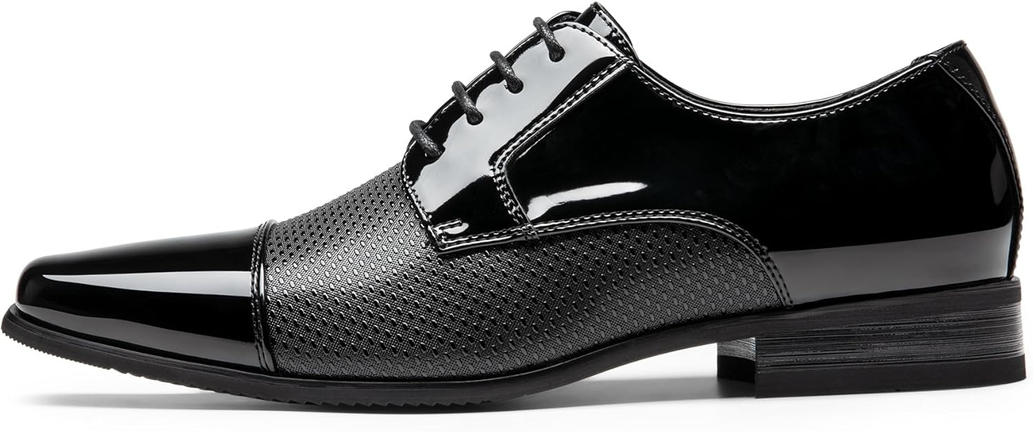 image:imageBruno Marc Mens Patent Tuxedo Dress Shoes Classic Laceup Formal OxfordsBlackpat