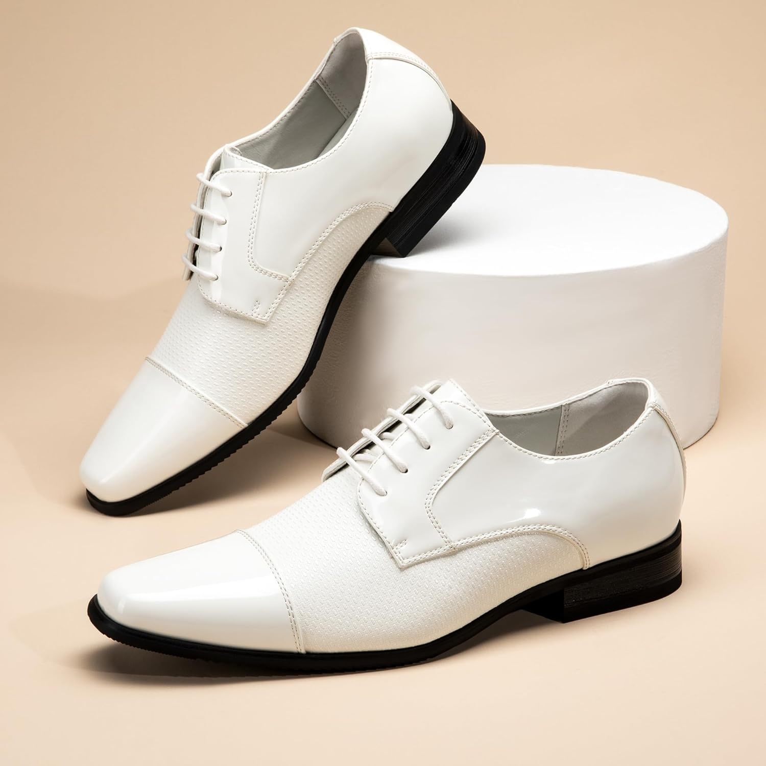 image:imageBruno Marc Mens Patent Tuxedo Dress Shoes Classic Laceup Formal OxfordsWhitepat