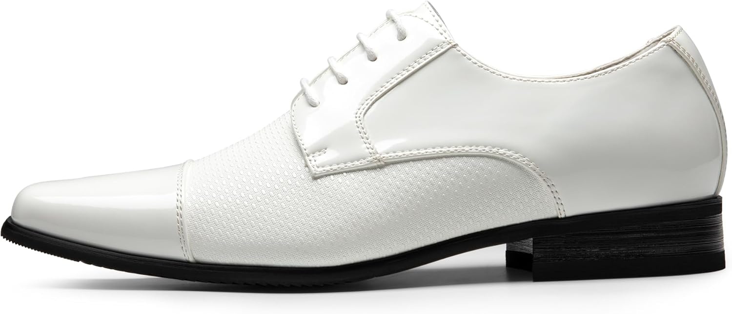 image:imageBruno Marc Mens Patent Tuxedo Dress Shoes Classic Laceup Formal OxfordsWhitepat