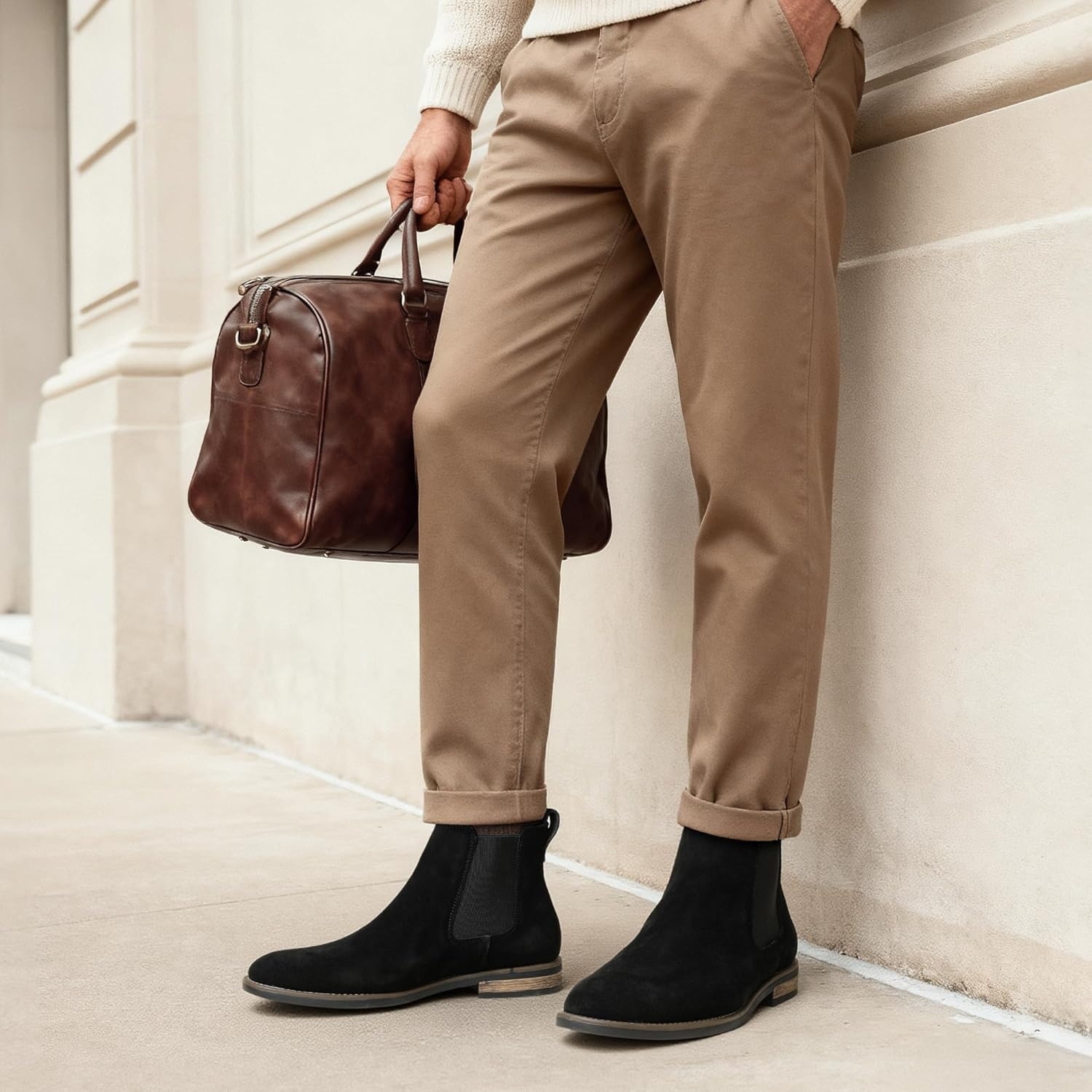 image:imageBruno Marc Mens Suede Leather Chelsea Ankle BootsBlack