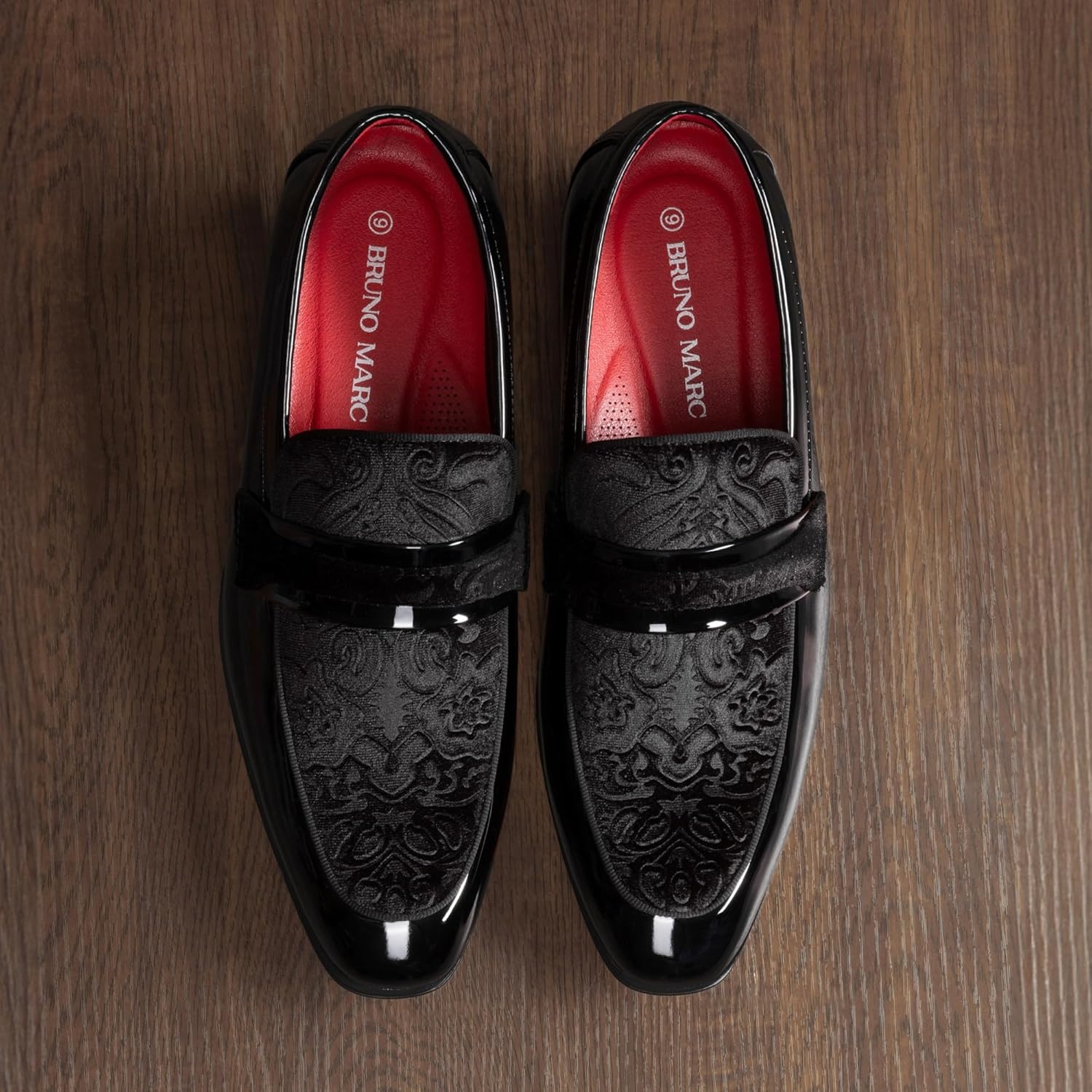 image:imageBruno Marc Mens Tuxedo Patent Loafers Classic Velvet Slipon Dress ShoesBlackvelvet