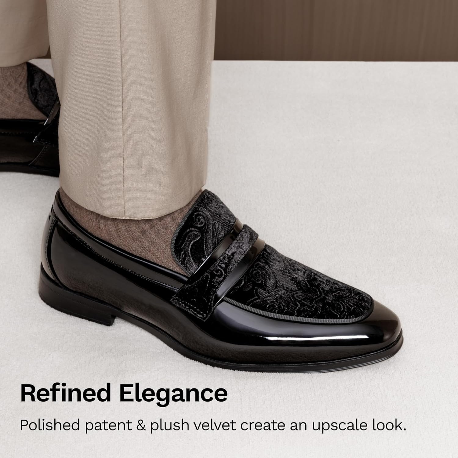 image:imageBruno Marc Mens Tuxedo Patent Loafers Classic Velvet Slipon Dress ShoesBlackvelvet