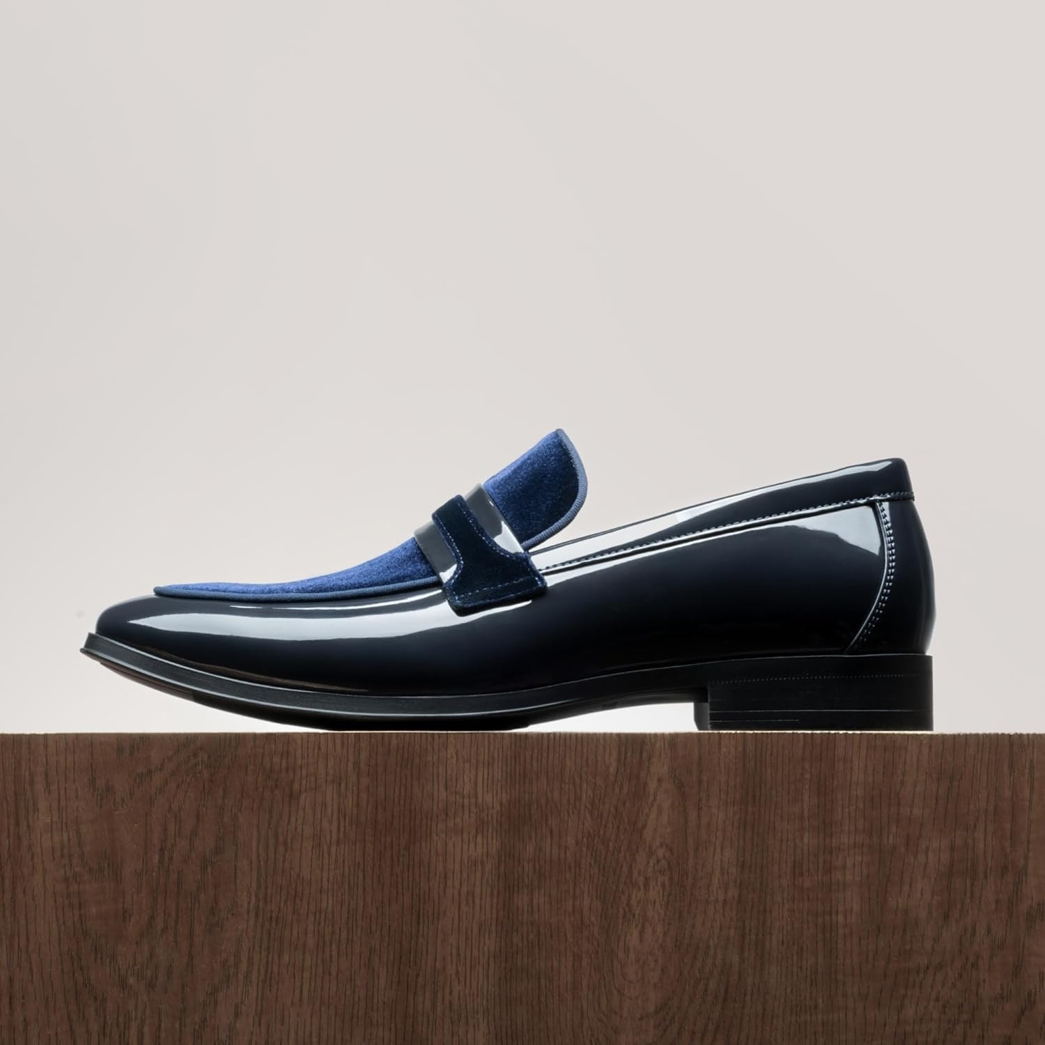 image:imageBruno Marc Mens Tuxedo Patent Loafers Classic Velvet Slipon Dress ShoesBlue