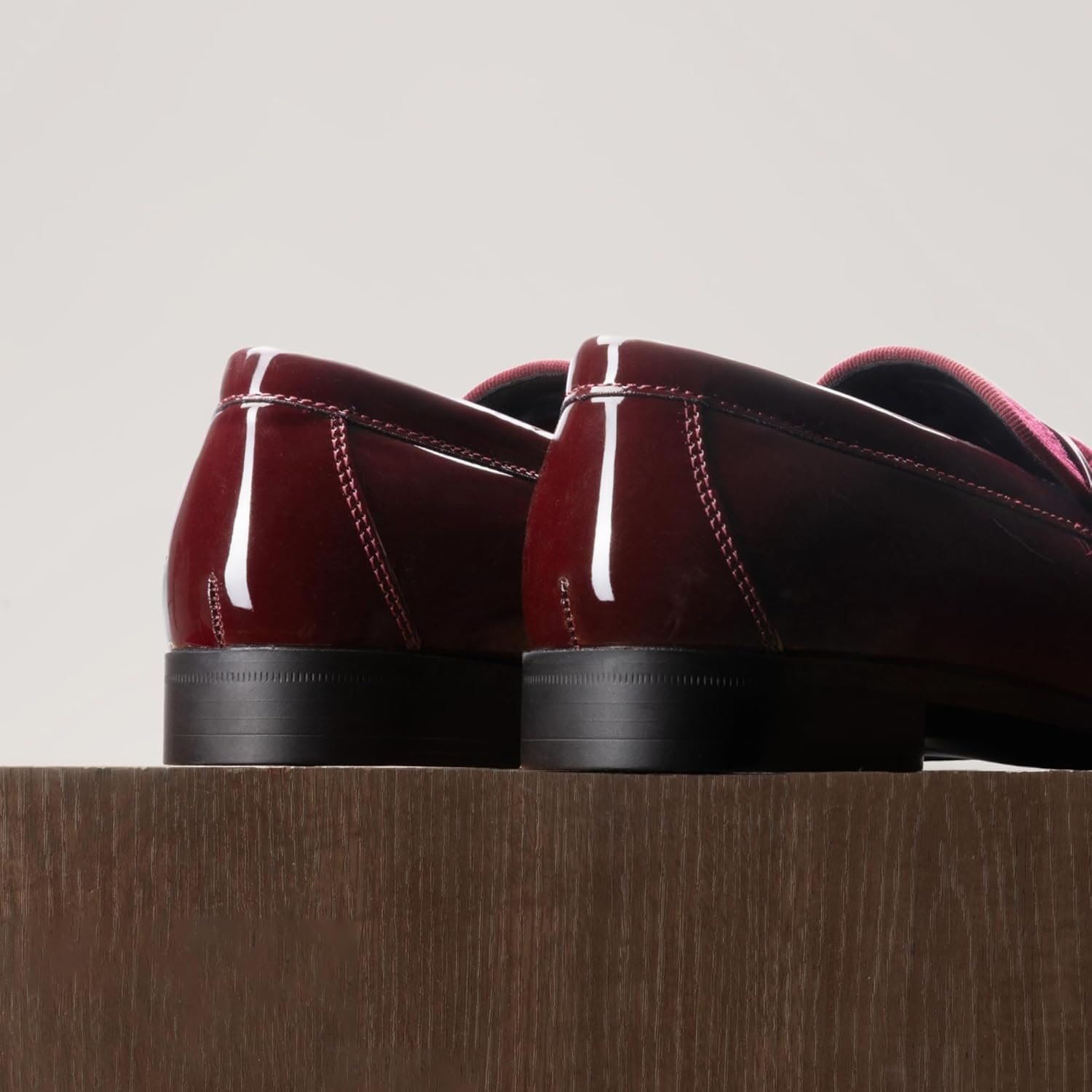 image:imageBruno Marc Mens Tuxedo Patent Loafers Classic Velvet Slipon Dress ShoesBurgundy