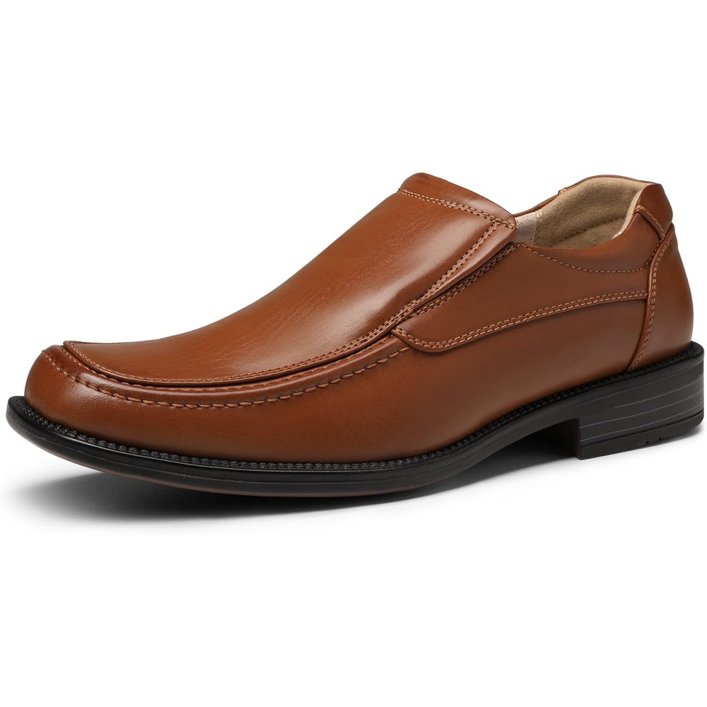 image:imageBruno Marc Mens Goldman02 Slip on Leather Lined Square Toe Dress Loafers Shoes for Casual Weekend Formal WorkBrown