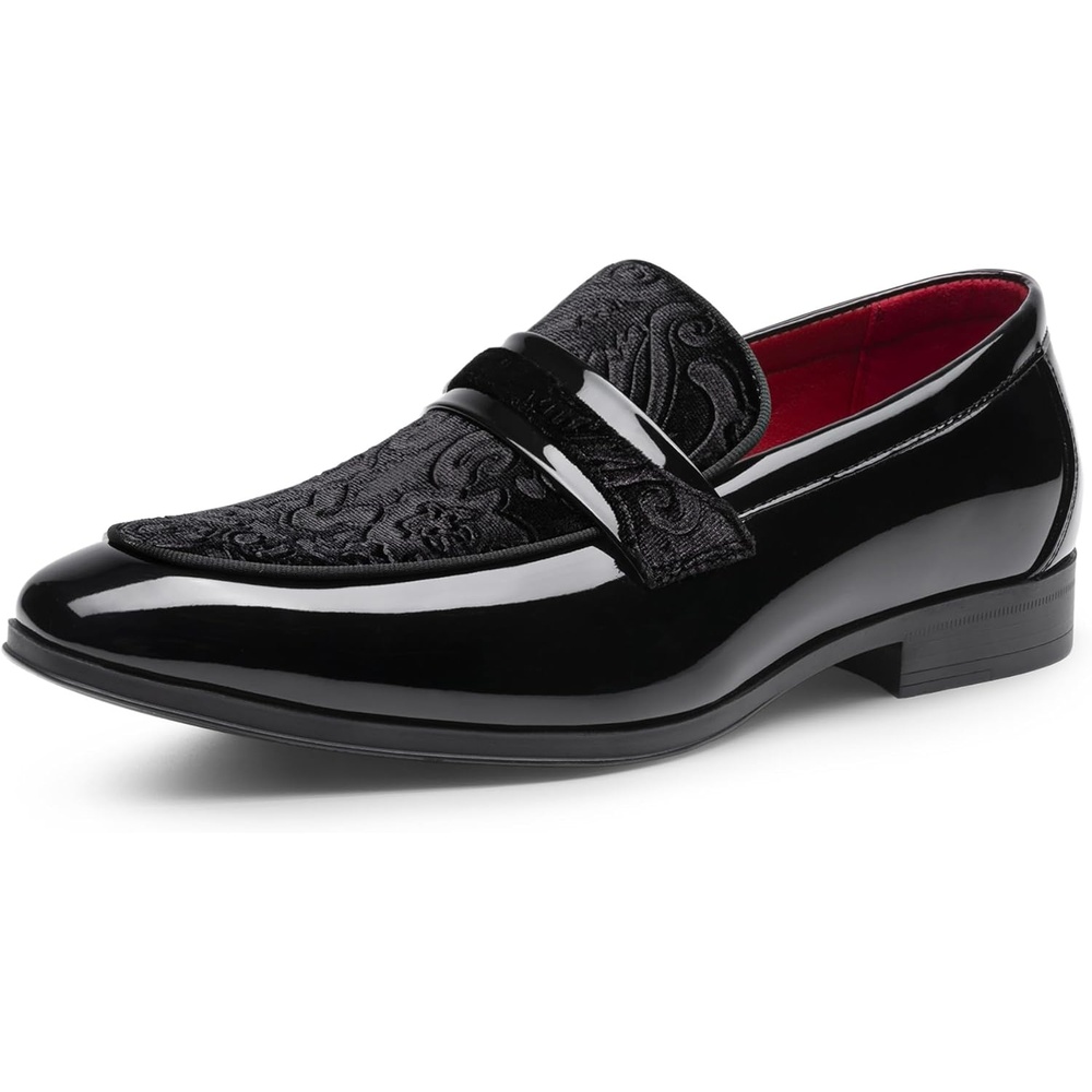 image:imageBruno Marc Mens Tuxedo Patent Loafers Classic Velvet Slipon Dress ShoesBlackvelvet