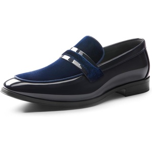 image:imageBruno Marc Mens Tuxedo Patent Loafers Classic Velvet Slipon Dress ShoesBlue