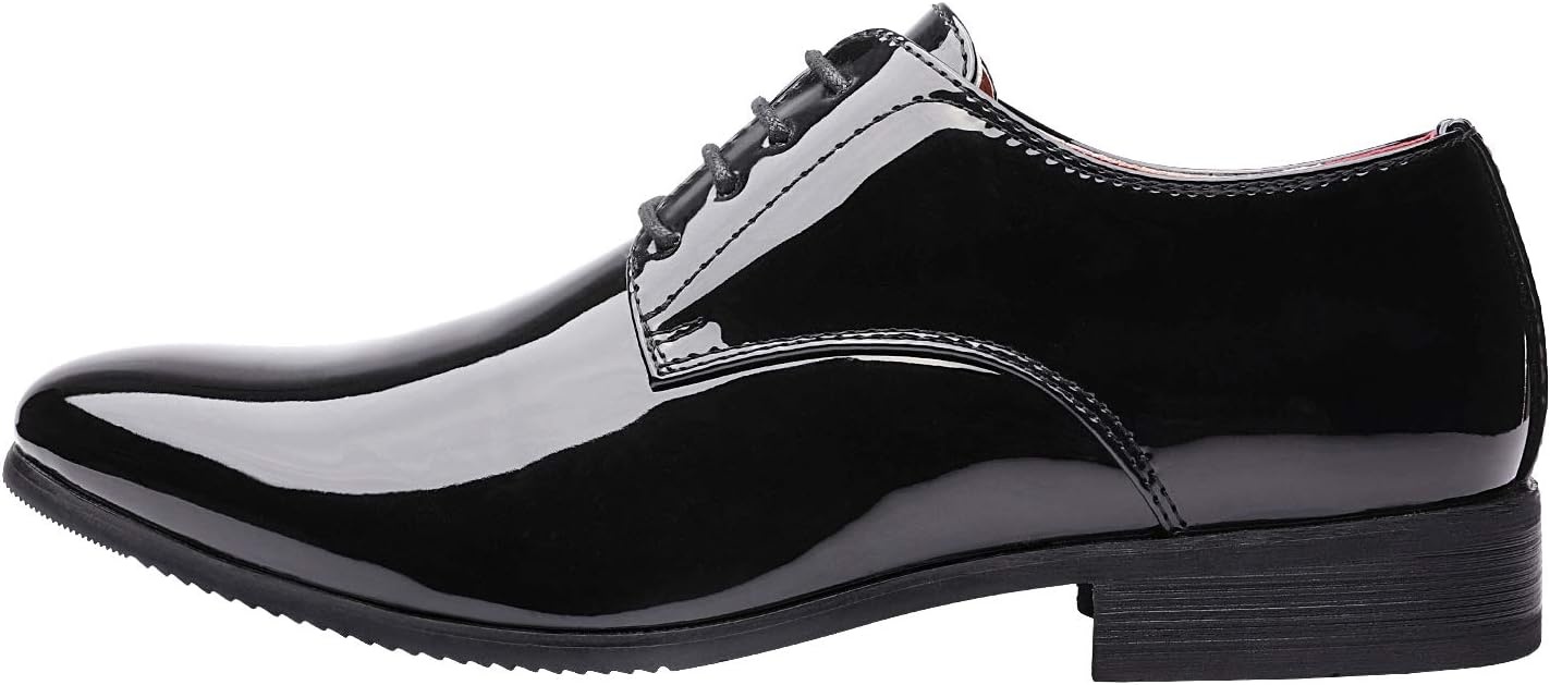 image:imageBruno Marc Mens Faux Patent Leather Tuxedo Dress Shoes Classic Laceup Formal OxfordBlack