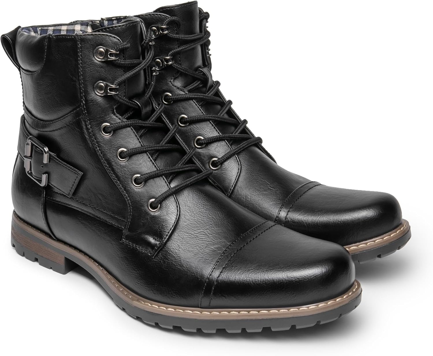image:imageBruno Marc Mens Motorcycle Combat Boots Zipper Biker BootBlack