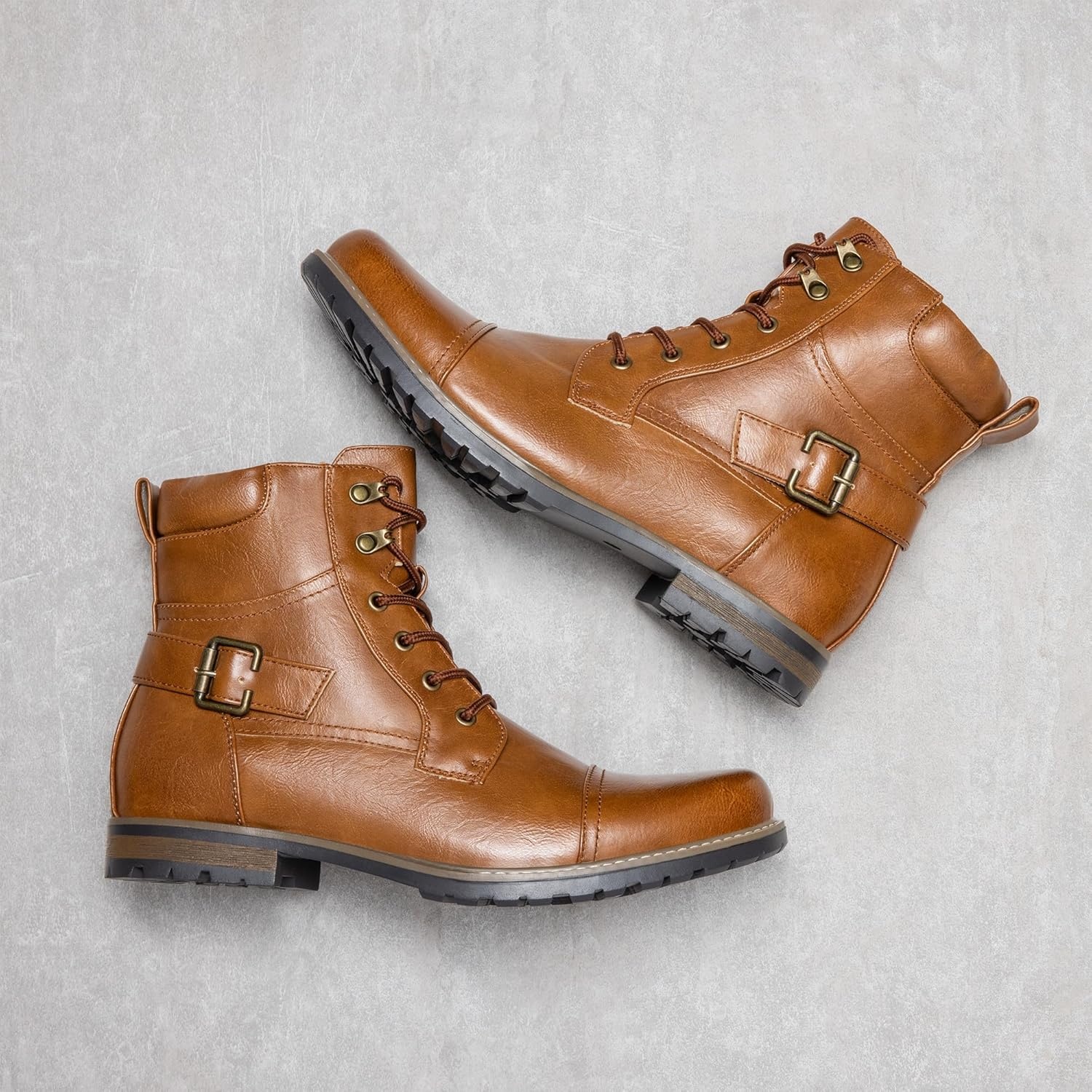 image:imageBruno Marc Mens Motorcycle Combat Boots Zipper Biker BootBrown