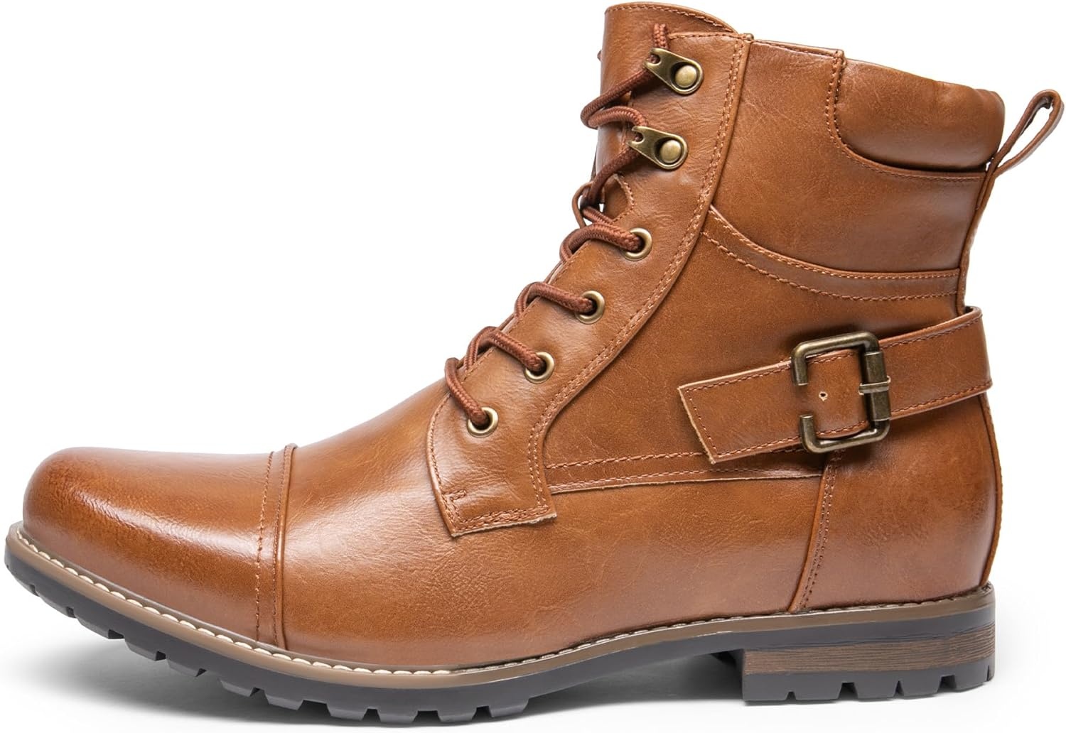 image:imageBruno Marc Mens Motorcycle Combat Boots Zipper Biker BootBrown