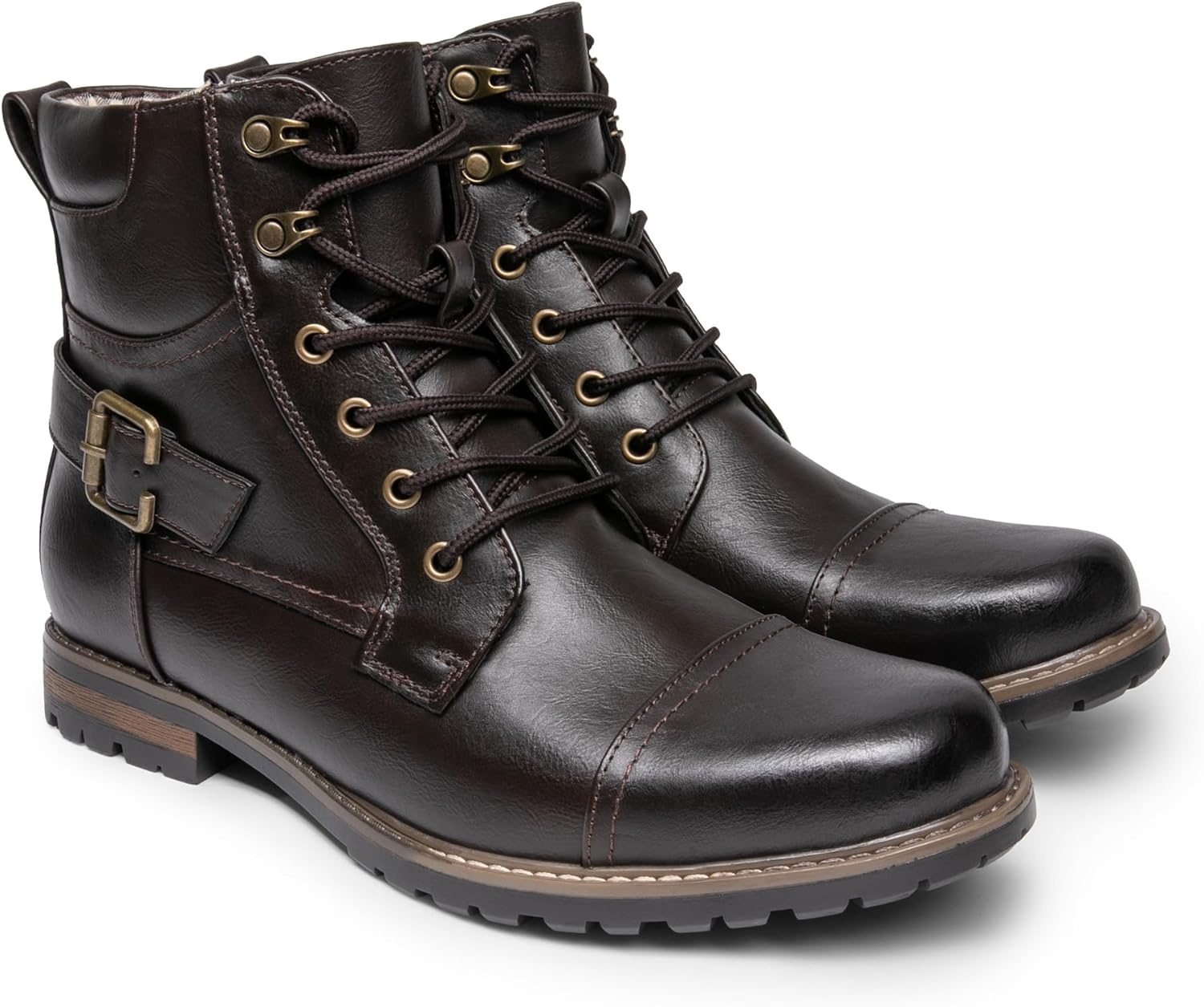 image:imageBruno Marc Mens Motorcycle Combat Boots Zipper Biker BootDark Brown3