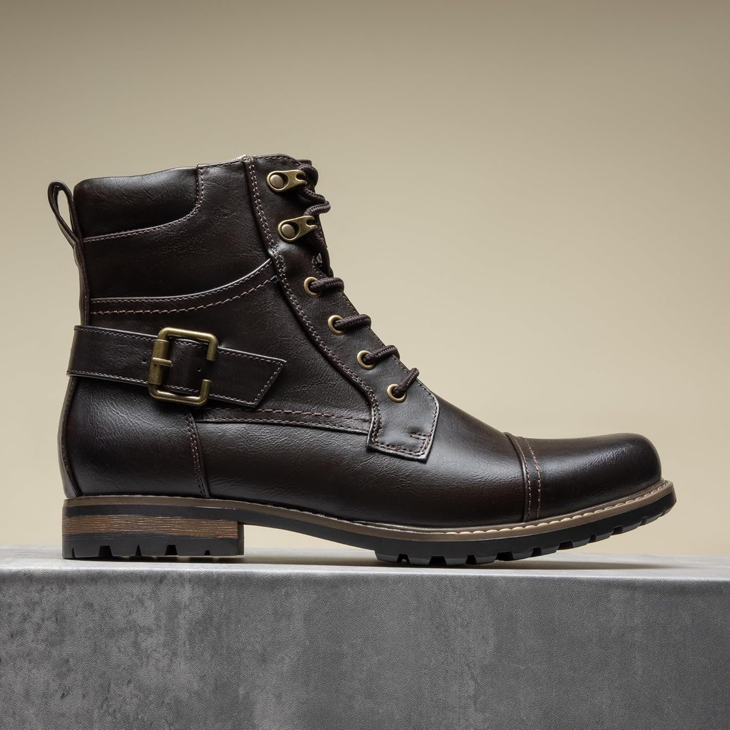 image:imageBruno Marc Mens Motorcycle Combat Boots Zipper Biker BootDark Brown3
