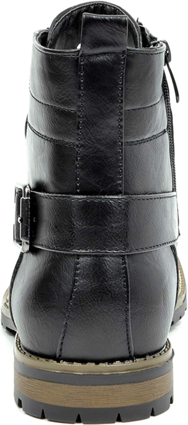 image:imageBruno Marc Mens Motorcycle Combat Boots Zipper Biker BootPu Black