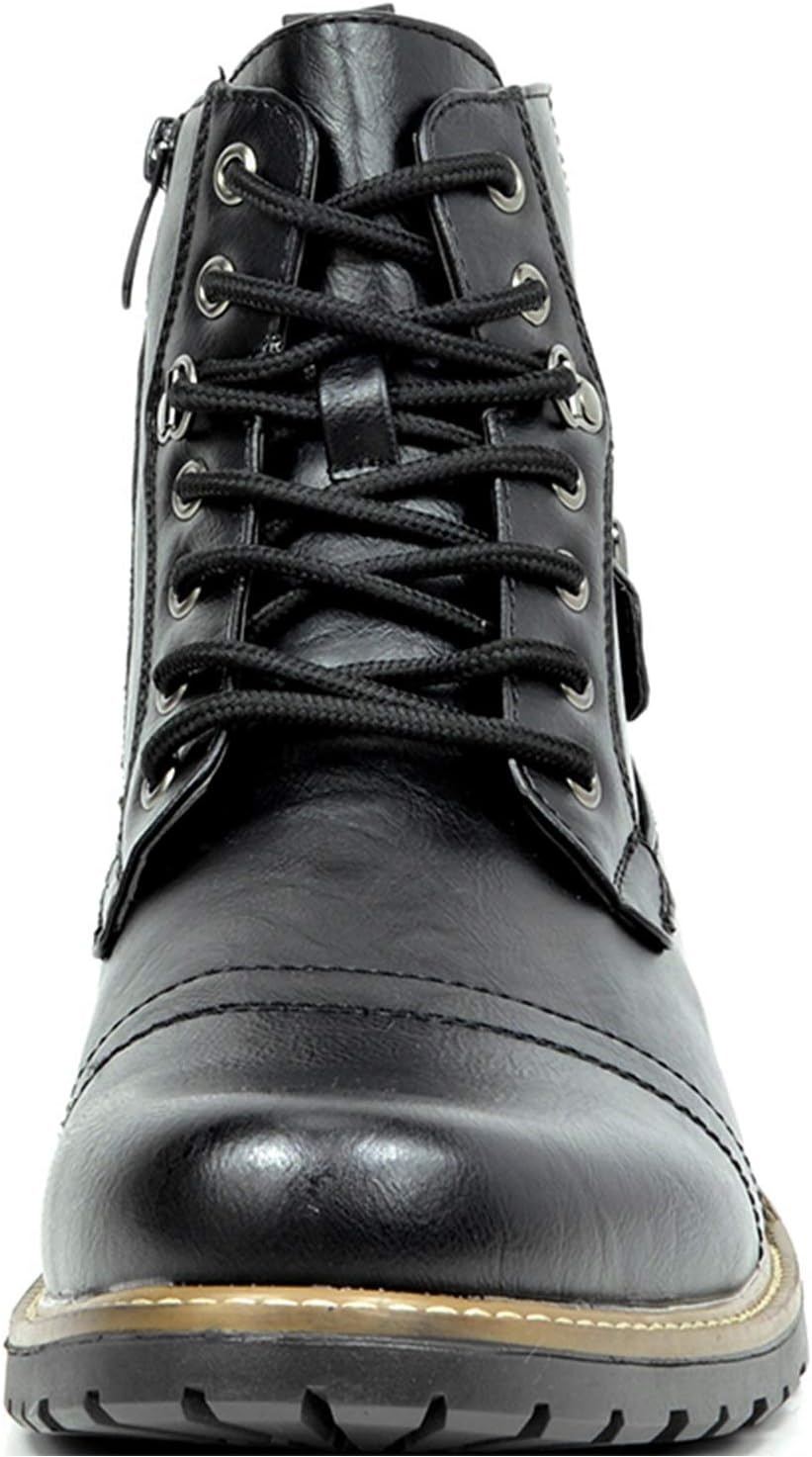 image:imageBruno Marc Mens Motorcycle Combat Boots Zipper Biker BootPu Black