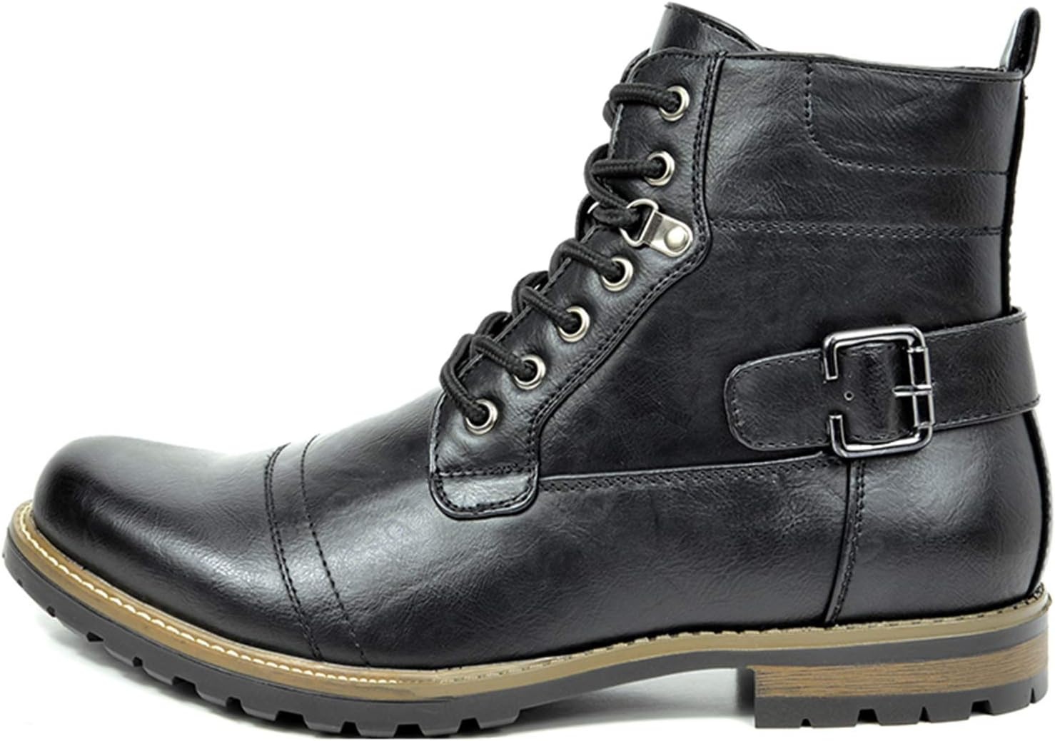 image:imageBruno Marc Mens Motorcycle Combat Boots Zipper Biker BootPu Black