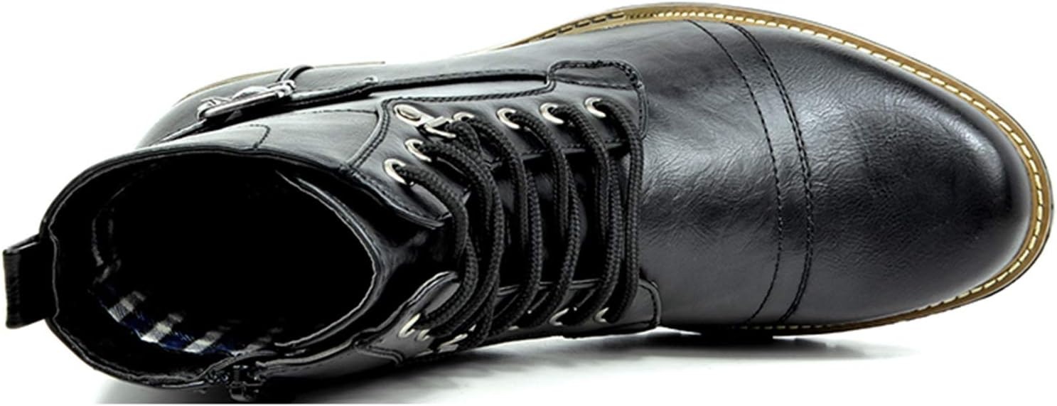 image:imageBruno Marc Mens Motorcycle Combat Boots Zipper Biker BootPu Black
