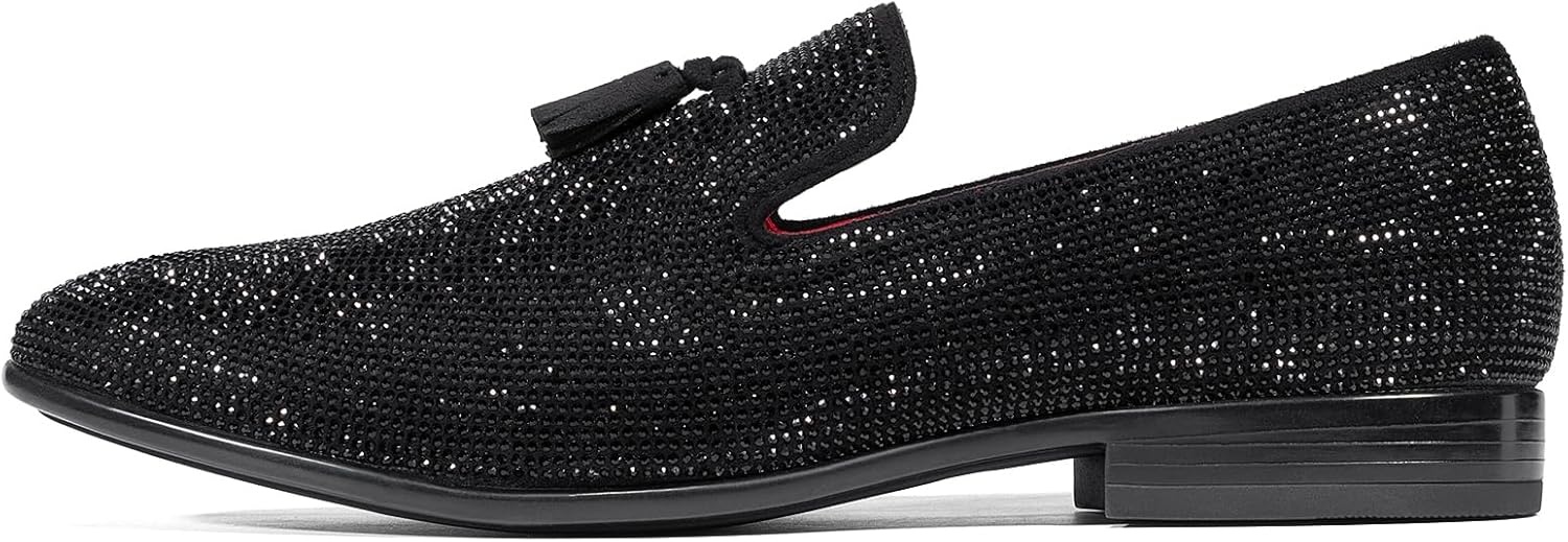 image:imageBruno Marc Mens Rhinestone Prom Tuxedo Shoes Tassel Dress Loafers Slip on Formal Shoes for Wedding Party GraduationBlack