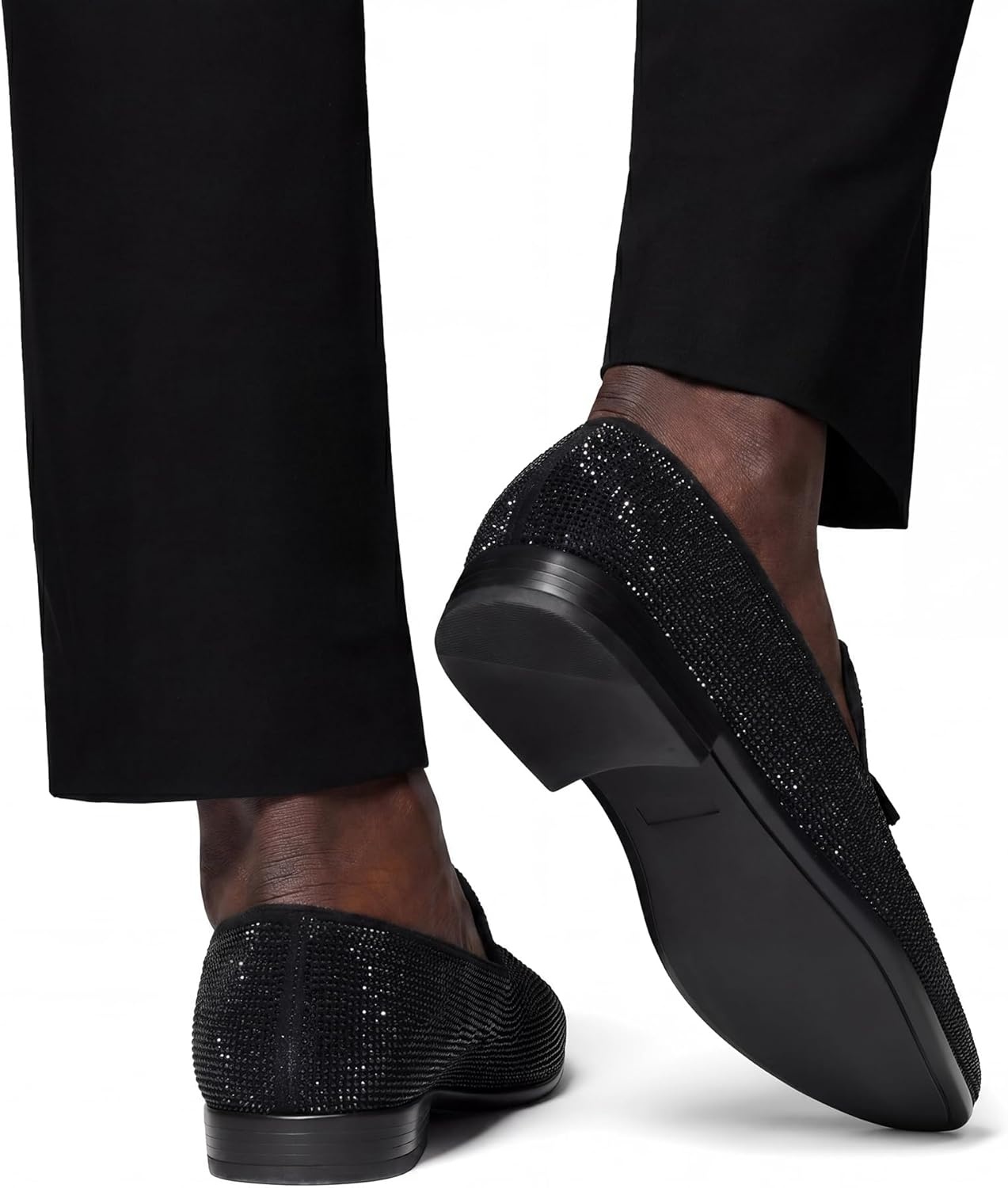 image:imageBruno Marc Mens Rhinestone Prom Tuxedo Shoes Tassel Dress Loafers Slip on Formal Shoes for Wedding Party GraduationBlack