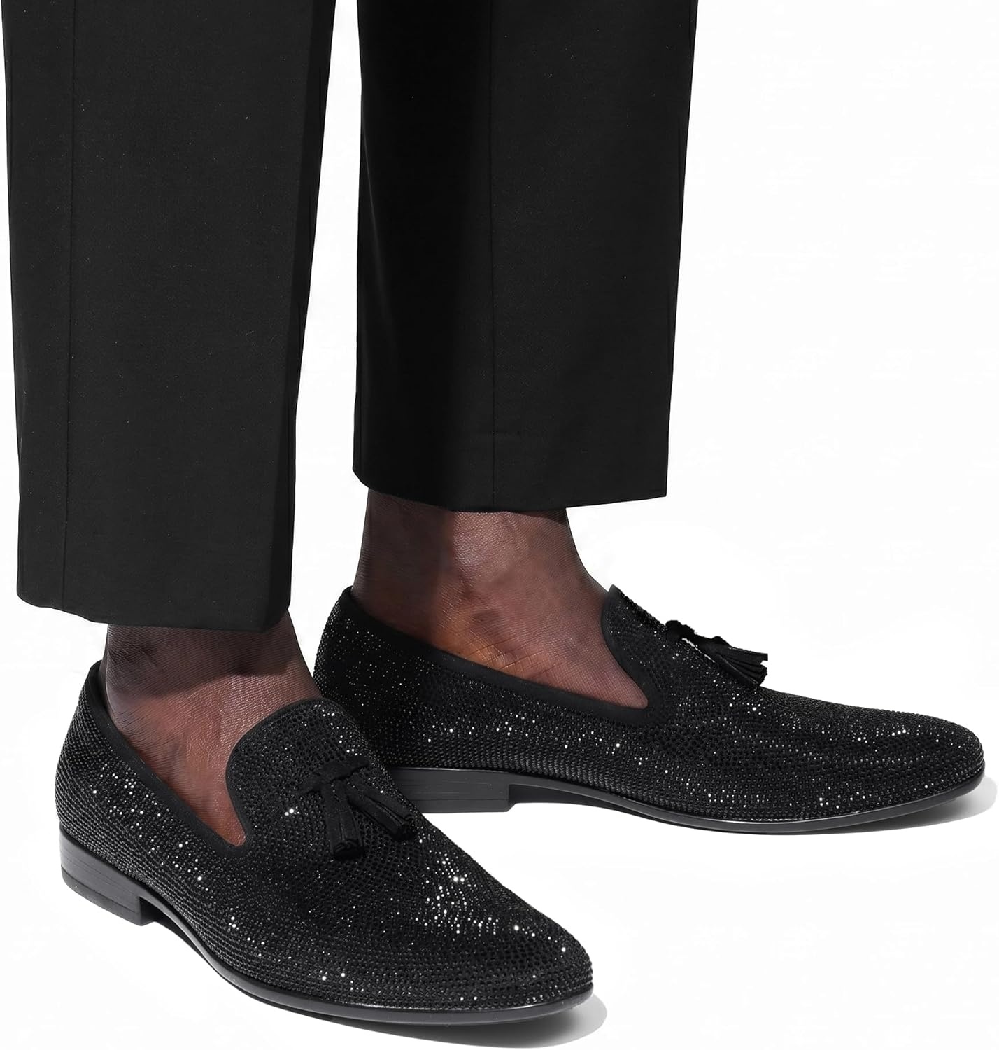 image:imageBruno Marc Mens Rhinestone Prom Tuxedo Shoes Tassel Dress Loafers Slip on Formal Shoes for Wedding Party GraduationBlack