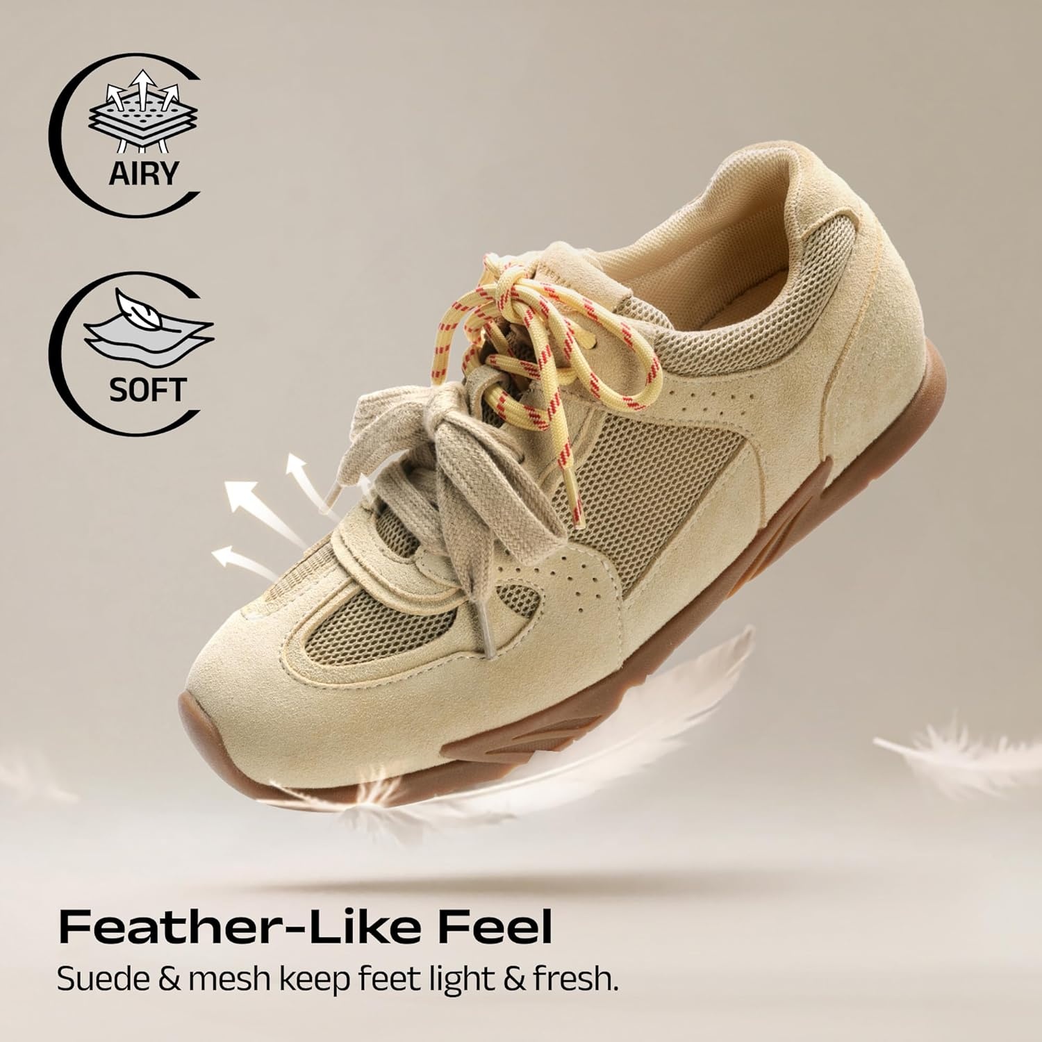 image:imageDREAM PAIRS Womens Retro Lace Up Sneakers AllDay Comfort Lightweight Non Slip Casual Fashion Walking Trainers ShoesCamel