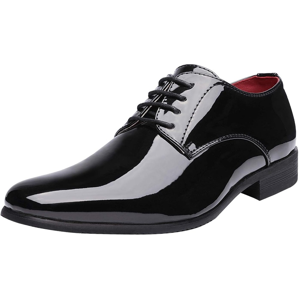 image:imageBruno Marc Mens Faux Patent Leather Tuxedo Dress Shoes Classic Laceup Formal OxfordBlack
