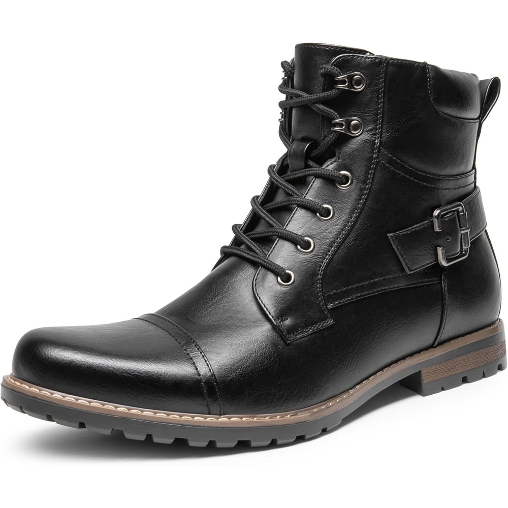 image:imageBruno Marc Mens Motorcycle Combat Boots Zipper Biker BootBlack