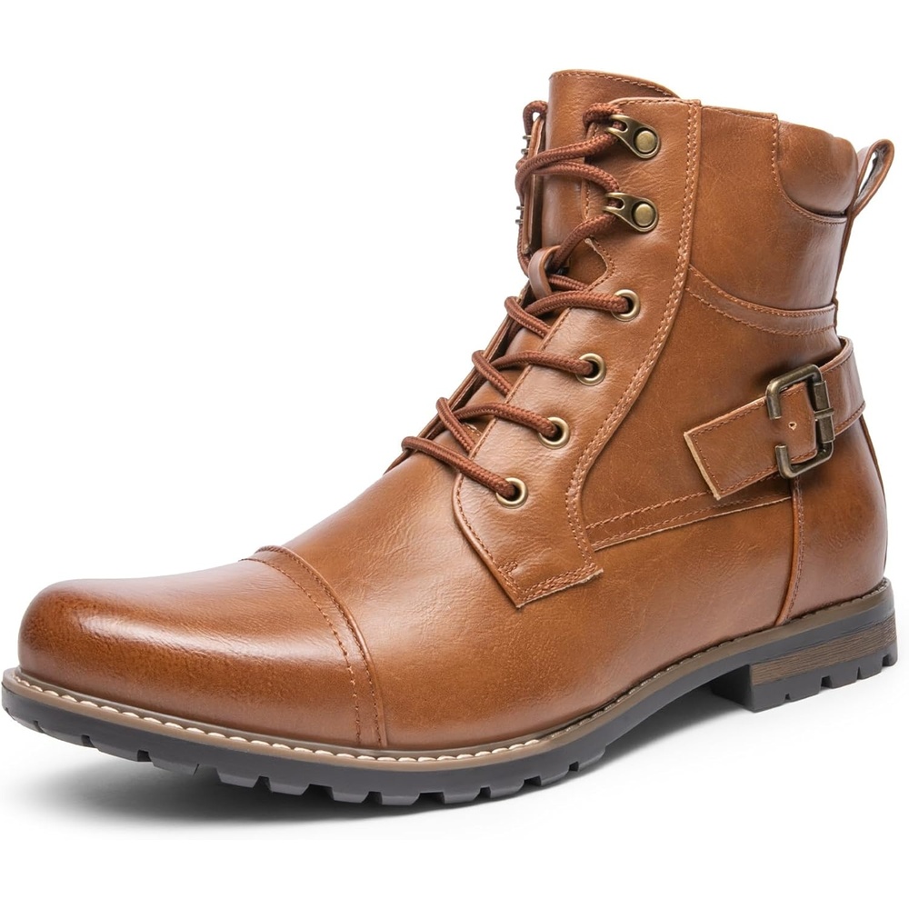 image:imageBruno Marc Mens Motorcycle Combat Boots Zipper Biker BootBrown