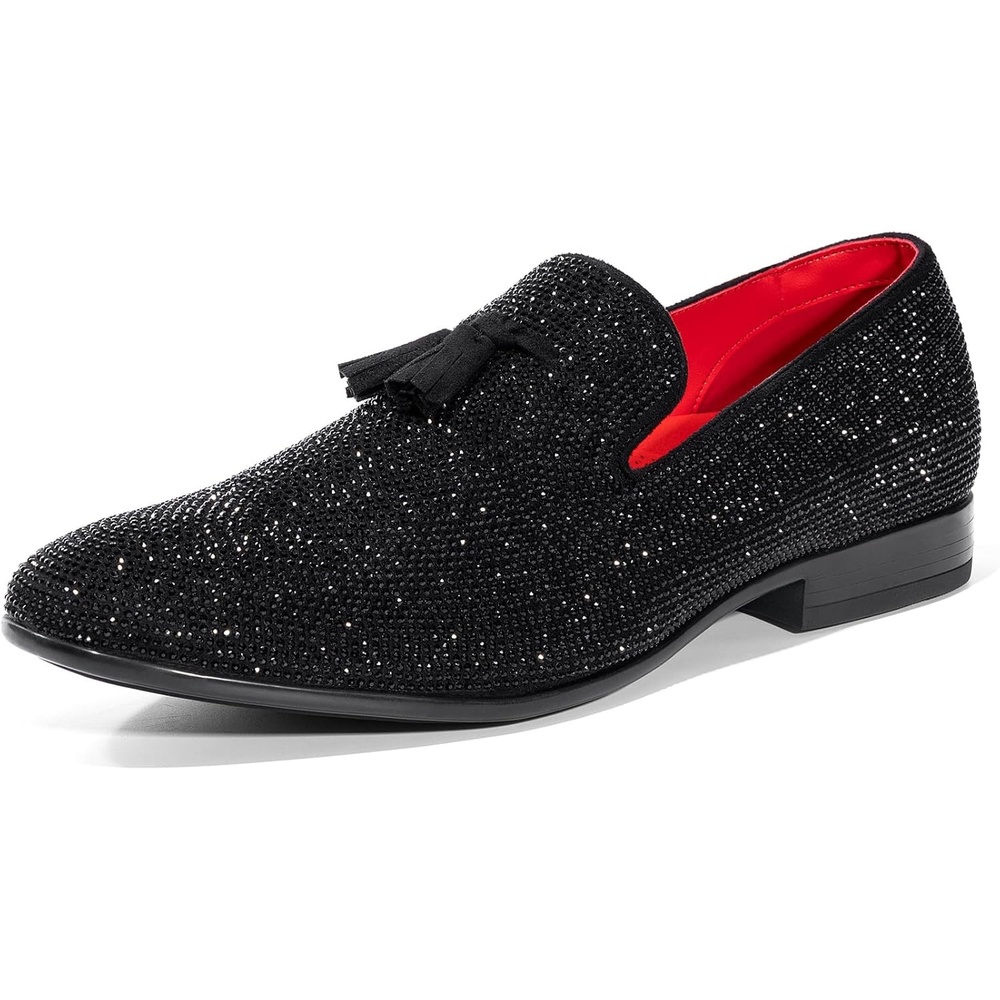image:imageBruno Marc Mens Rhinestone Prom Tuxedo Shoes Tassel Dress Loafers Slip on Formal Shoes for Wedding Party GraduationBlack