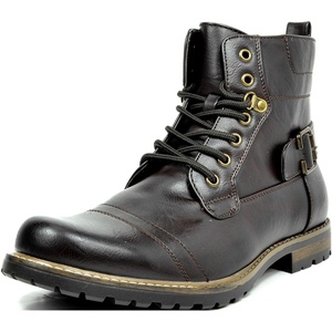 image:imageBruno Marc Mens Motorcycle Combat Boots Zipper Biker BootPu Dark Brown