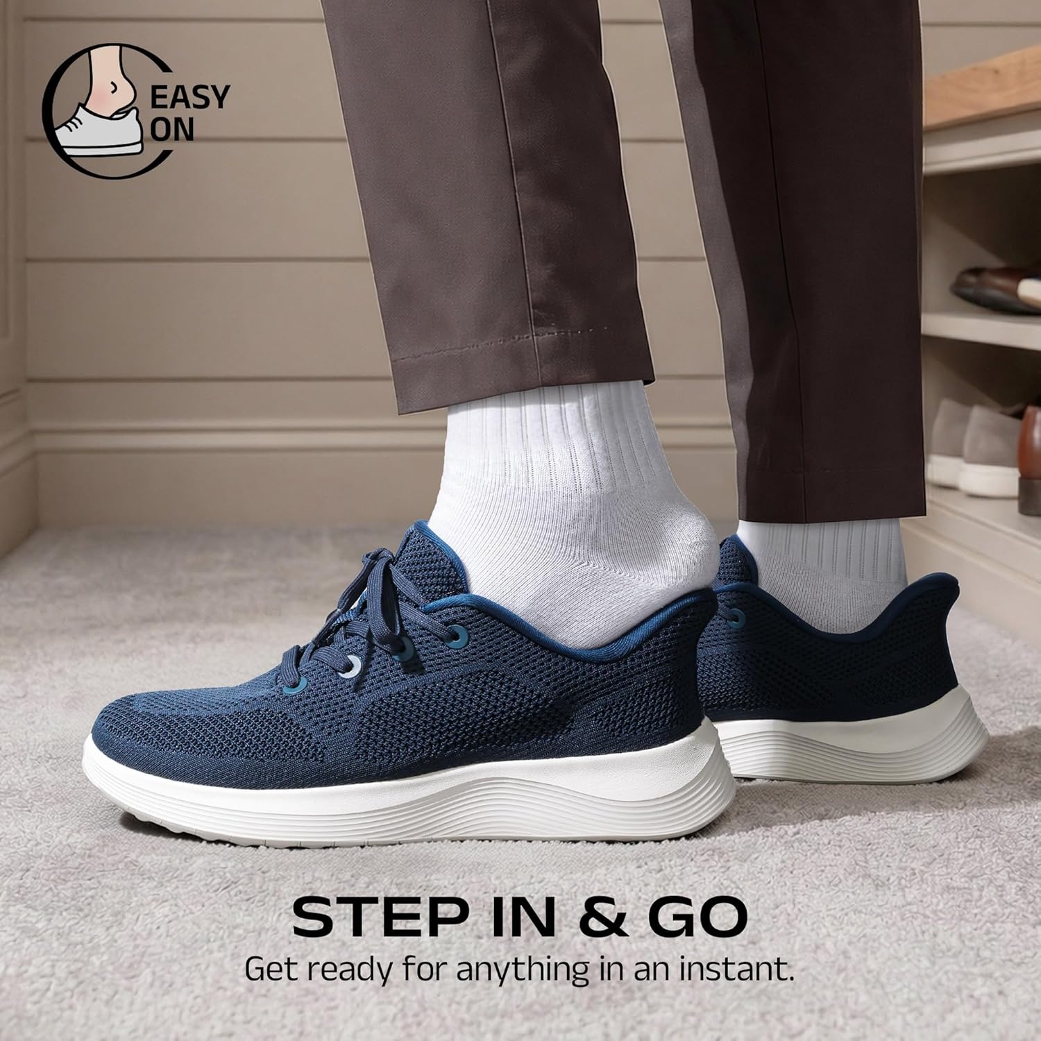 image:imageBruno Marc Mens Slip on Walking Shoes Lightweight Breathable Comfortable Casual SneakersDark Blue