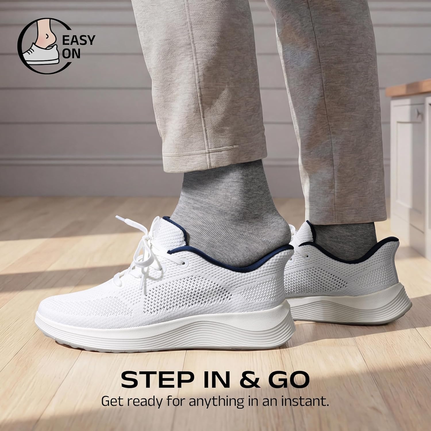 image:imageBruno Marc Mens Slip on Walking Shoes Lightweight Breathable Comfortable Casual SneakersWhite